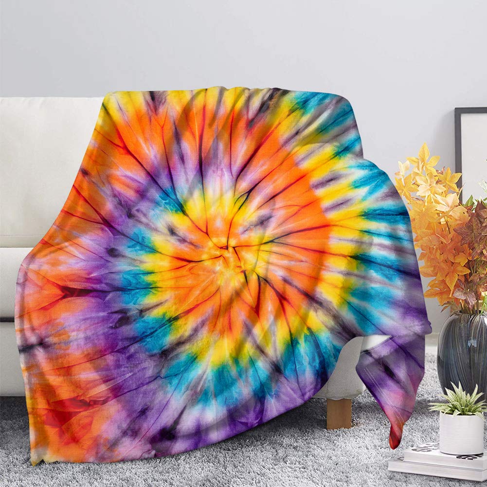 Binienty Swirl Tie Dye Print Blanket, Ultra Soft Lightweight Fleece Throw Blanket for Couch Sofa Bed, Luxurious Cozy Blanket, Multi Color — image 1