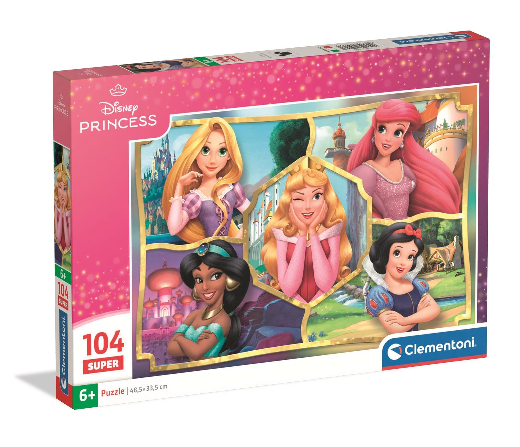 Clementoni Puzzle 104 pieces, Supercolor Disney Princess, Puzzle for Kids, 6+ Years, Made in Italy, 25056