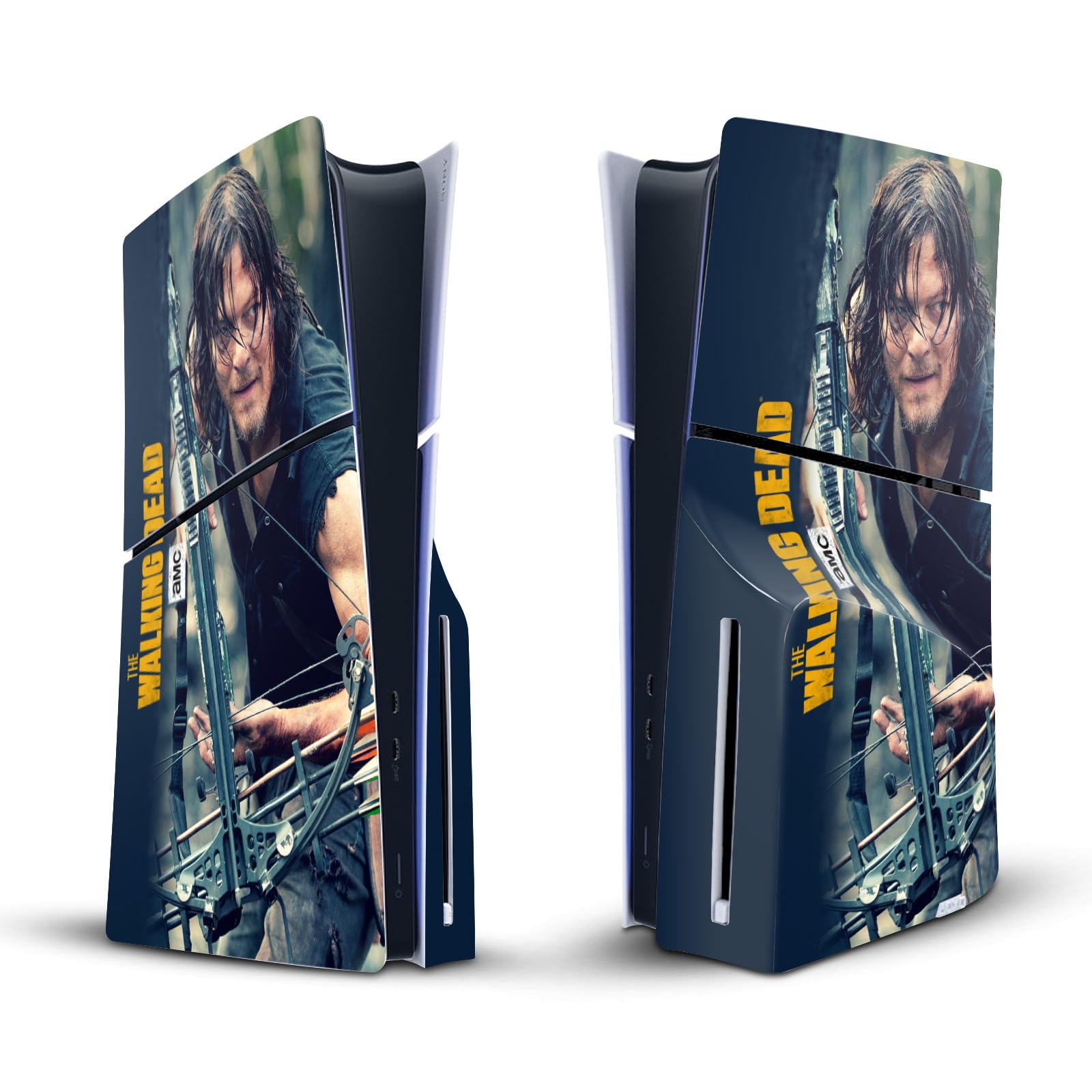 Head Case Designs Offizielle AMC The Walking Dead Daryl Lauern Daryl Dixon Grafiken Vinyl Haut Gaming Aufkleber kompatibel mit Sony PlayStation 5 PS5 Slim Disc Edition Console