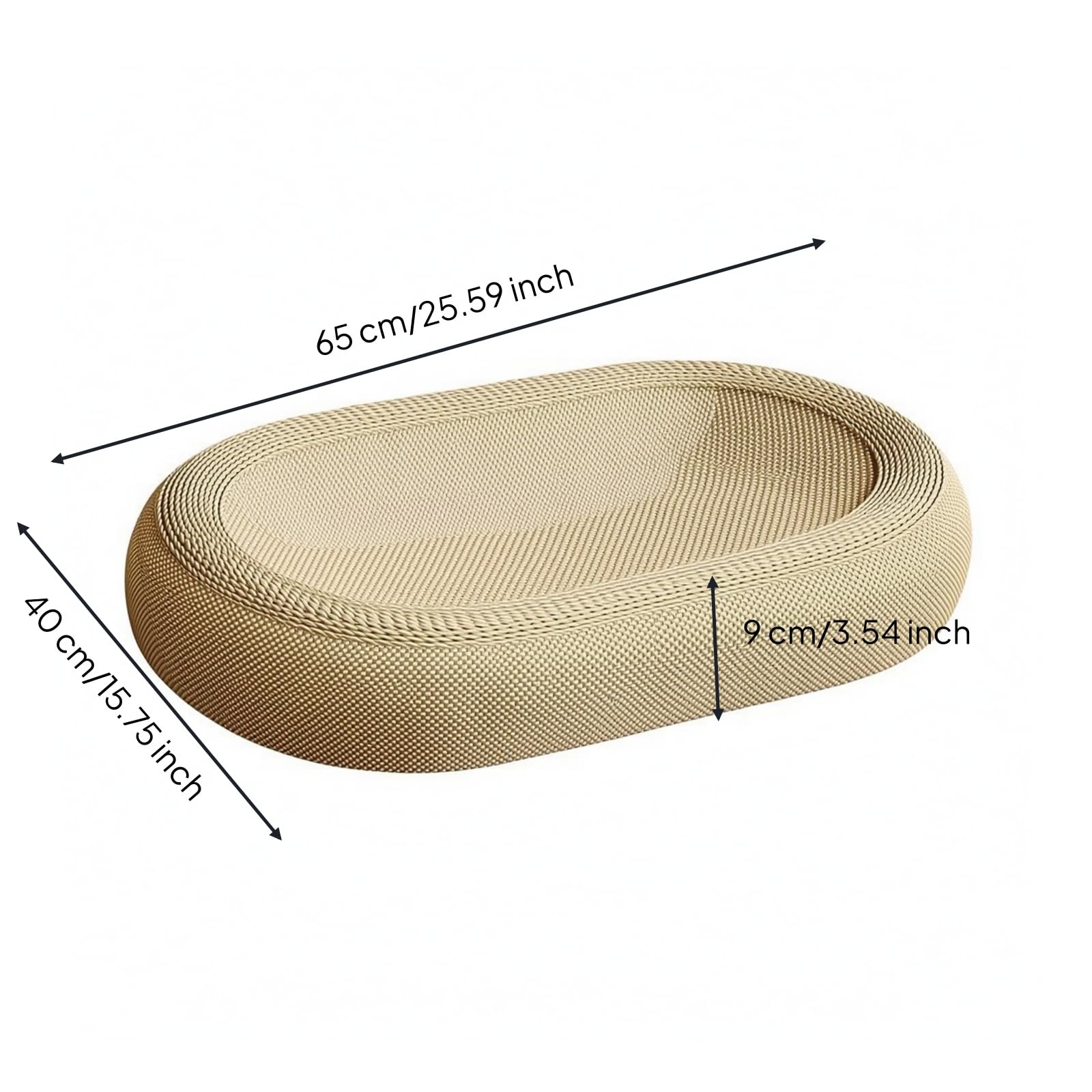 Jiuvaso Cuccia Tiragraffi con Bordo Rialzato, 65cm, Cuccia per Gatti in Sisal Intrecciato, Design A Forma di Ciotola, Resistente all Usura