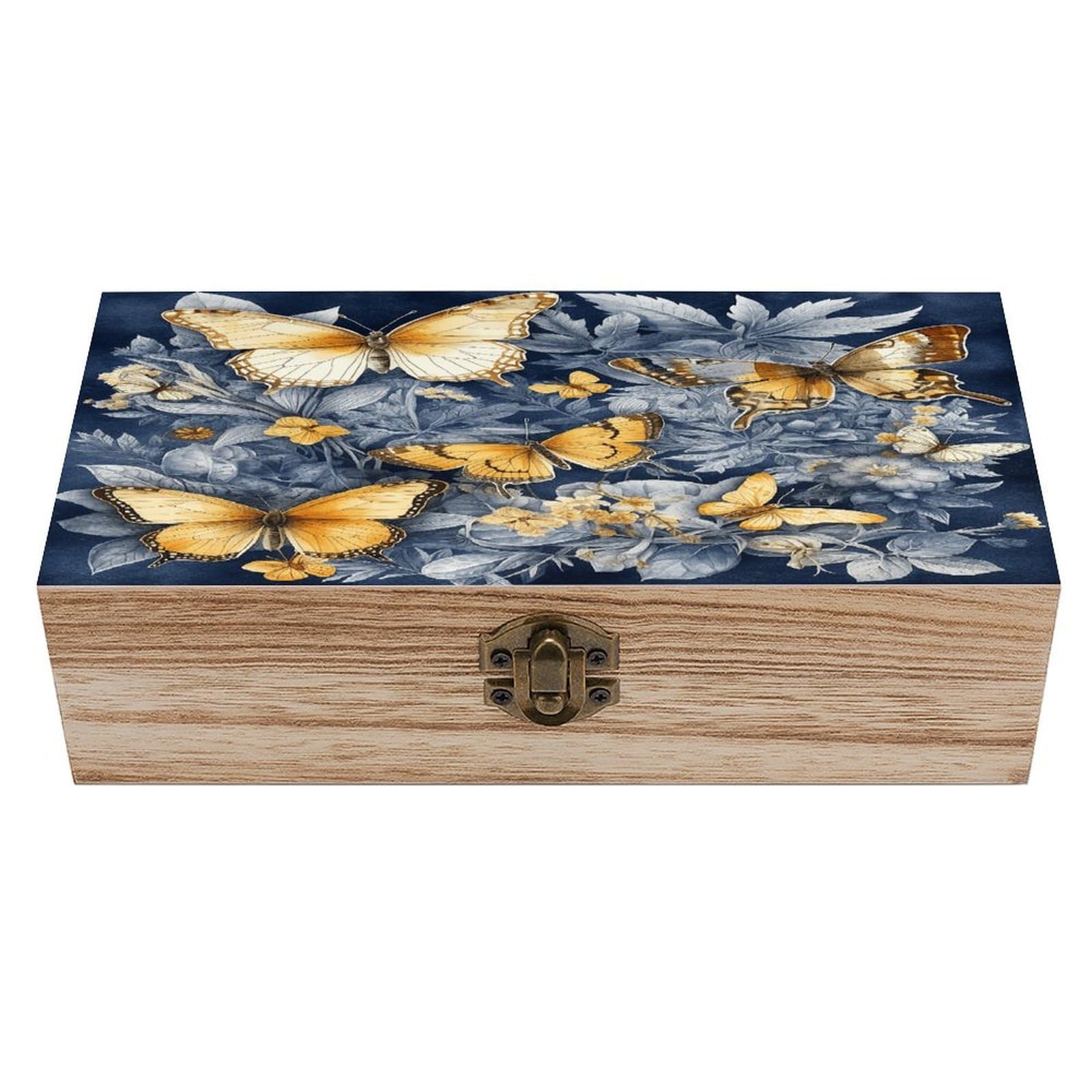Adfgyerh Style Several Species Of Butterflies Bins Solid Wood，Jewelry Box Retro And Exquisite，Storage Box Used For Storing Photos, Souvenirs, Letters, Gifts, And Jewelry.