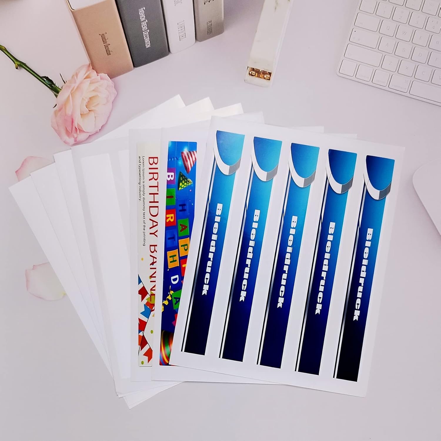 100 Pcs Water Bottle Labels Glossy White Waterproof Stickers,1.25"×9.75" Printable Blank Wraparound Rectangle Labels for Inkjet/Laser Printer - Image 4