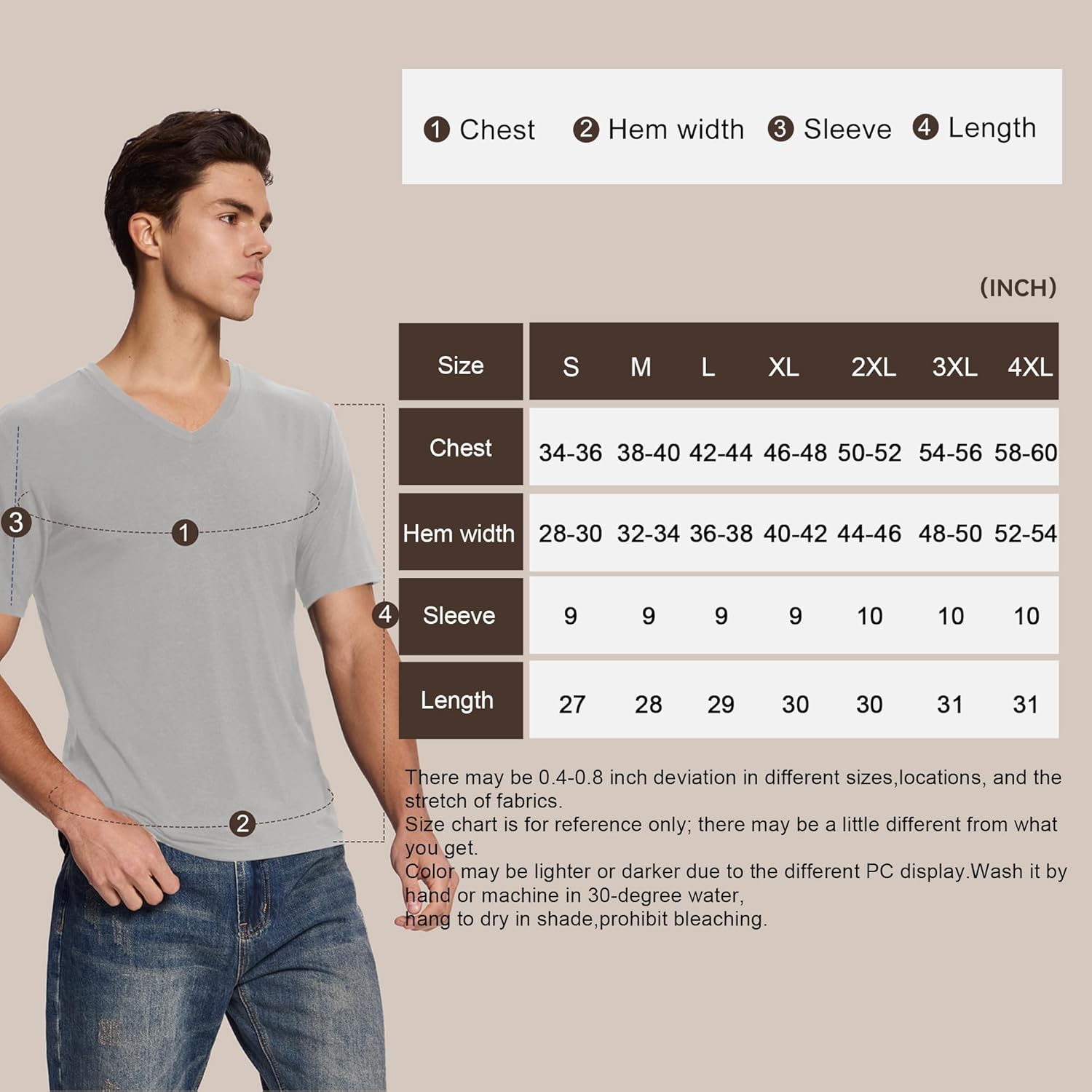 BAMBOO COOL Men's Undershirts V Neck, Slim Fit Moisture Wicking White T Shirts for Men, Breathable Soft Stretch Tees 3 Pack - Image 6