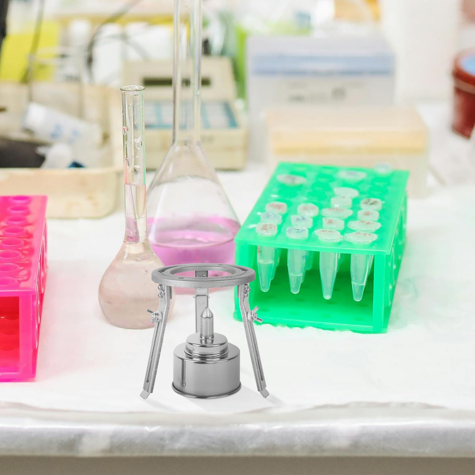 Scicalife Brûleur Bunsen de laboratoire - Réglable - Trépied de laboratoire - Trépied de laboratoire - Lampe à trois pieds - Soutien des fournitures de laboratoire - Pour les expériences de chimie