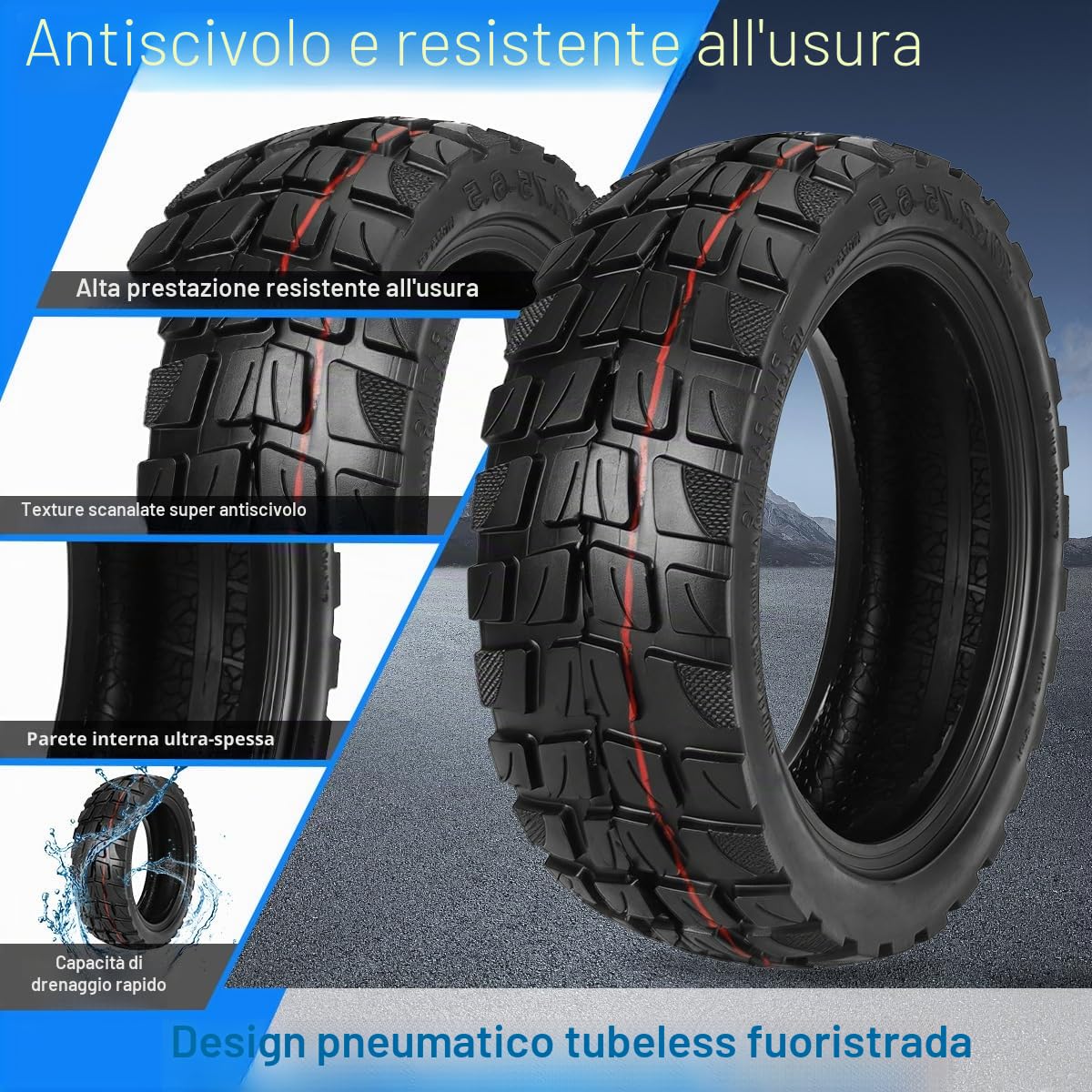 Ruote Monopattino Elettrico 10x2,75-6,5, Gomme Monopattino per Scooter Elettrico Smartgyro Speedway/Speedway PRO, Speedway 5,Rockway/Crossover, Dualtron 3