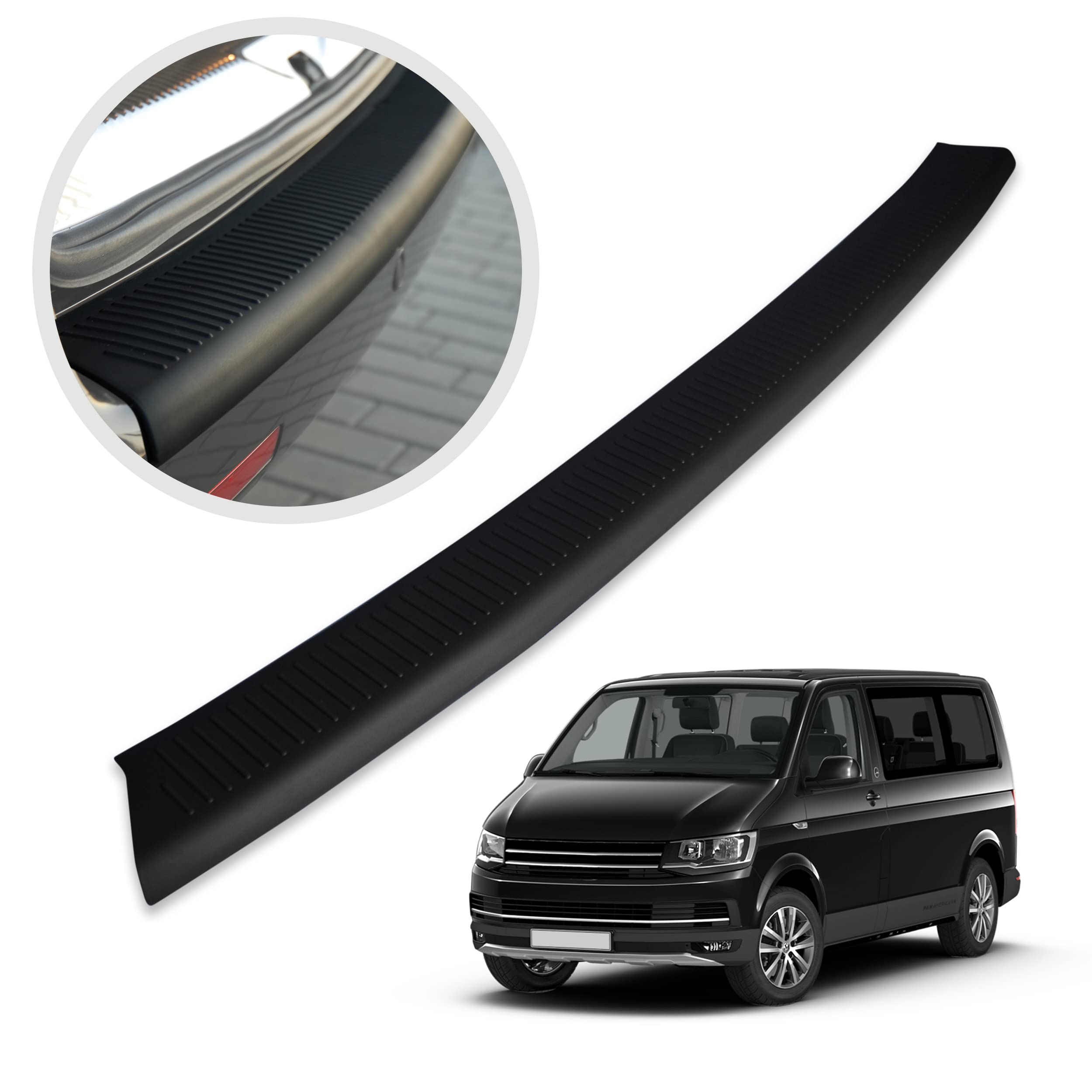 CHROMEMASTER | Protection de Pare-Chocs arrière pour protéger des Rayures | Compatible avec la Volkswagen VWT6 Transporter 2015- / Caravelle/Multivan (Porte Double) | Plastique : Noir Mat