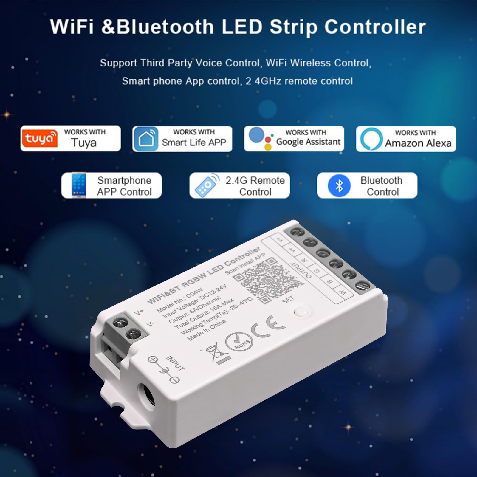 RGBW SMD FCOB Tira LED de 5 pines 2.4 GHz WiFi Group Controller Alexa Google Home Smartphone APP Control Compatible con WR01RF LM096 FUT095 FUT096 B3 T3 Mi-Boxer/Mi-Light RGBW Remote