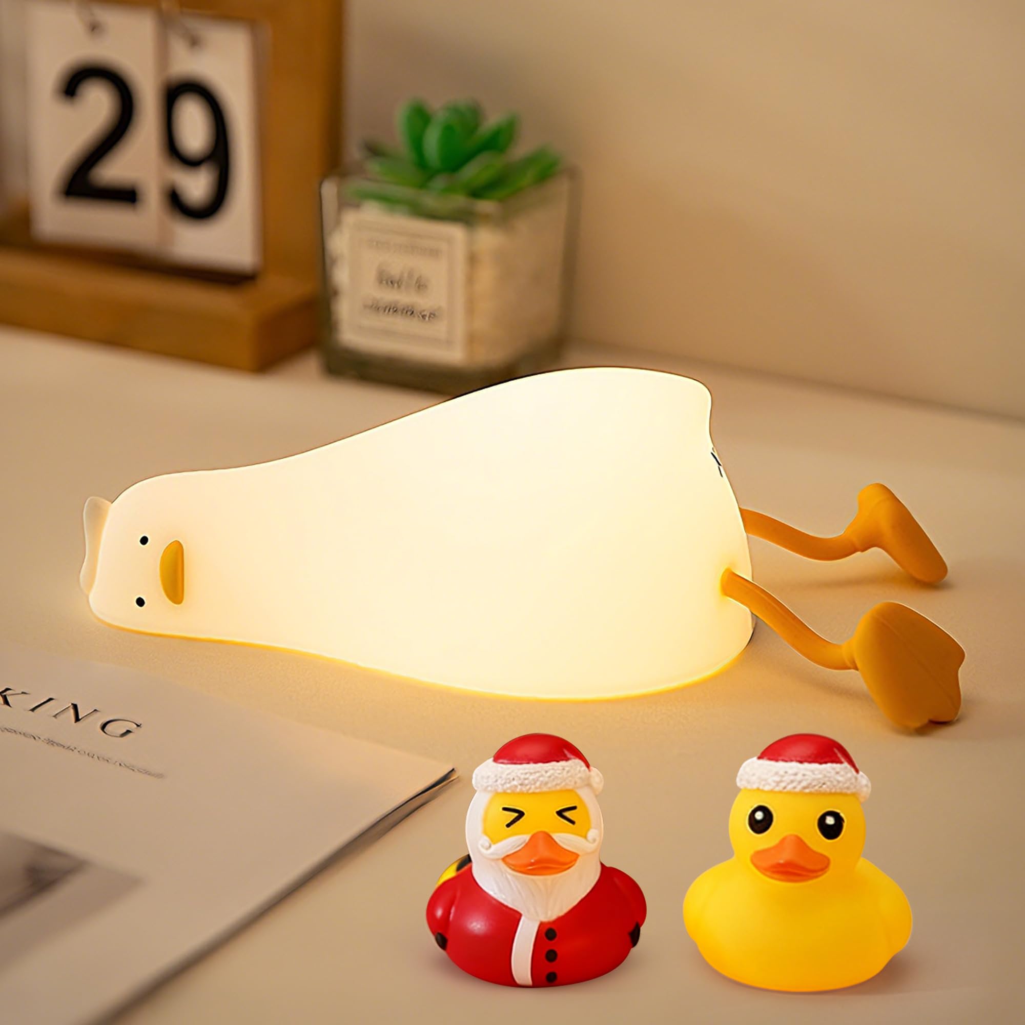 Lying Flat Duck Silicone Night Light, Cute Ducky Lamp with Gifts