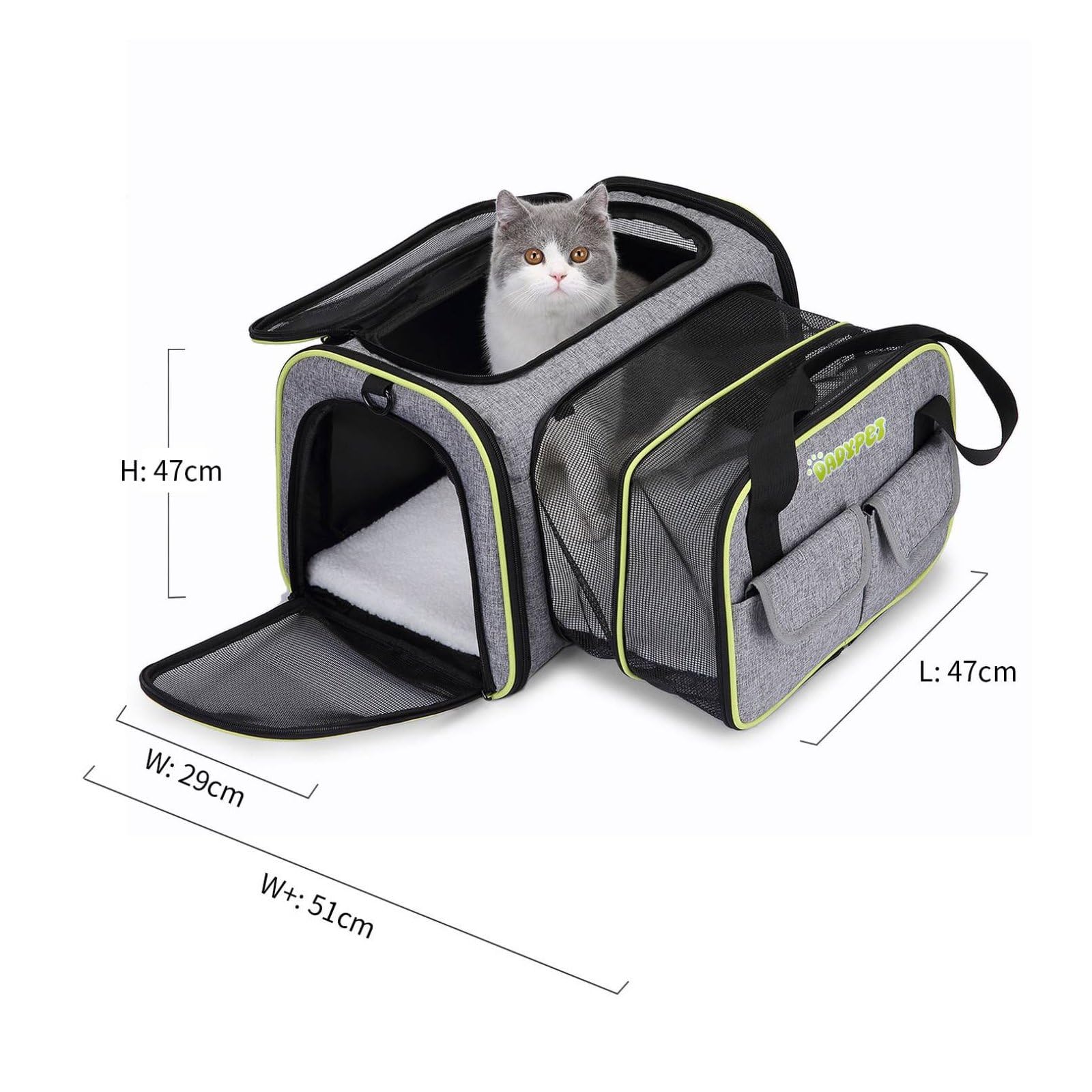 Baoblaze Transportín Expandible Mochila para Mascotas Mochila para Gatos Mochila para Perros Bolso de Viaje Expansión Trasera Tipo y Múltiples Aberturas de, Túnel Único
