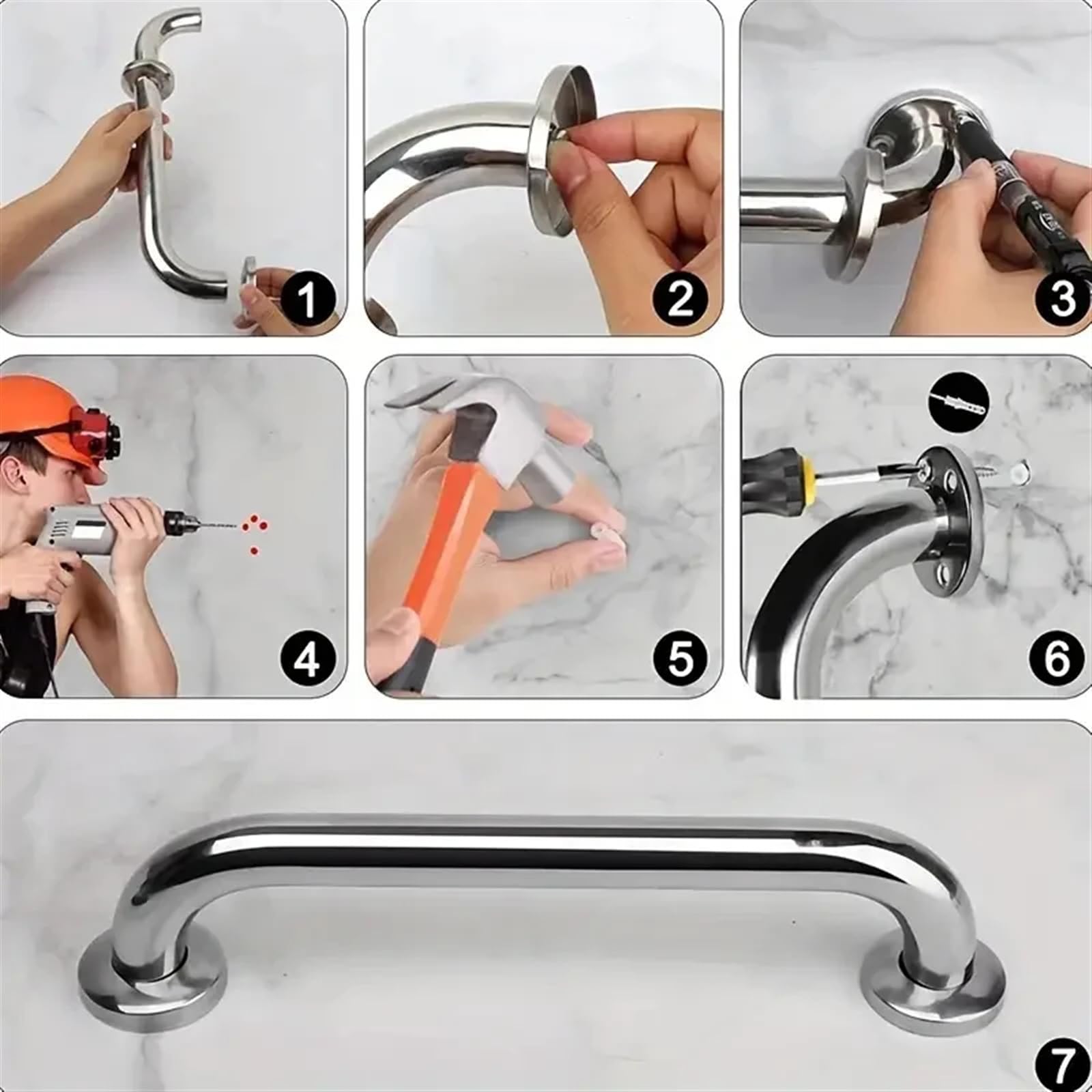 Barra de Apoyo para baño, Barras de Apoyo para Ducha, asa de Seguridad de Acero Inoxidable, Soporte de barandilla de Equilibrio Uso Apto para bañera Toile