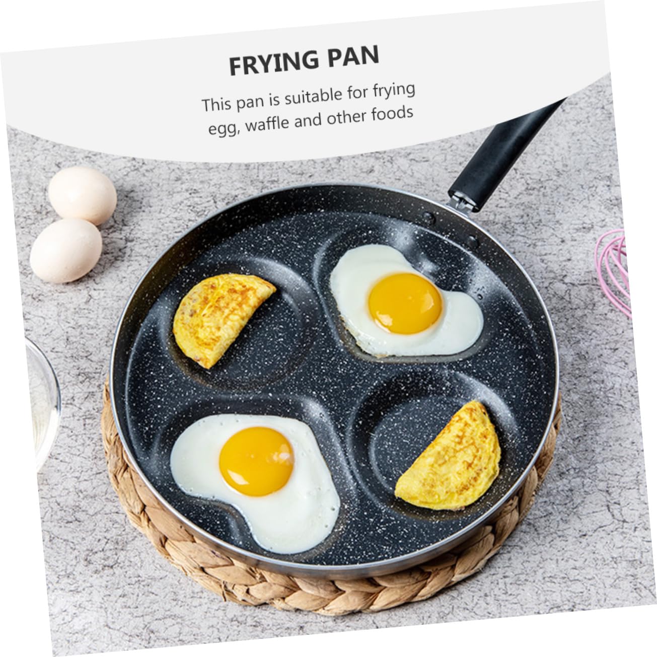 VOSAREA 2 Pezzi Padella Antiaderente Multipurpose Scomparti per Frittate e Waffle Compatibile con Cucine Induzione Design Resistente e Facile da