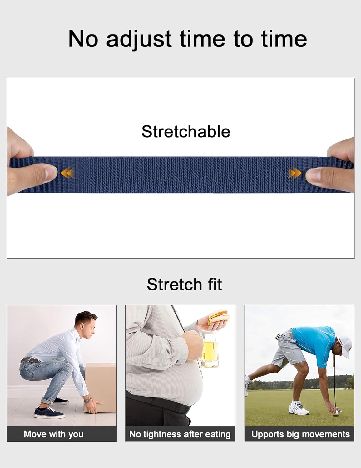 JUKMO Stretch Tactical Belt for Men,2 Pack Military Work Rigger Hiking 1.5" Elastic Nylon Web Quick Release Belt in Gift Box - Image 4