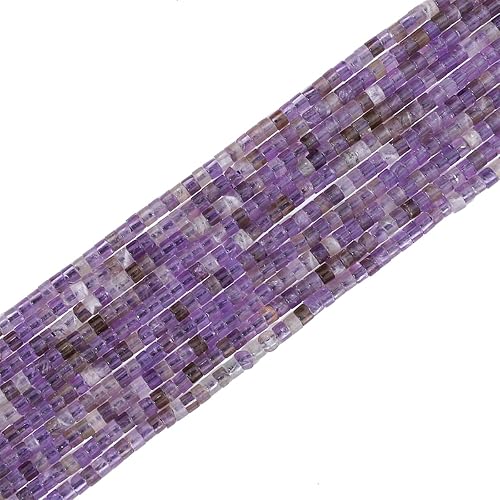 Miniatura 7 de Cuentas de amatista natural en forma de cilindro corto 2x3mm 155 piezas Tubo Cuentas sueltas de piedras semipreciosas para hacer joyas Diseño