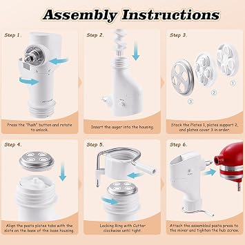 Gourmet Pasta Maker Attachment for KitchenAid Stand Mixers | Pasta Press Attachment for Kitchen aid Mixer with 7 Interchangeable Plates (Update)