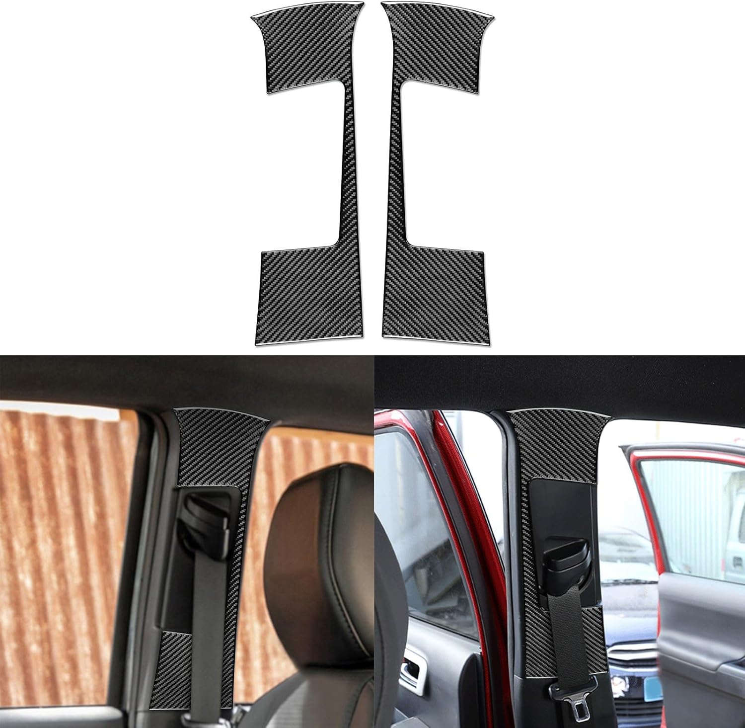 A Pair Carbon Fiber Inner Front Seat Belt Panel Cover For 15-22 Toyota Tacoma