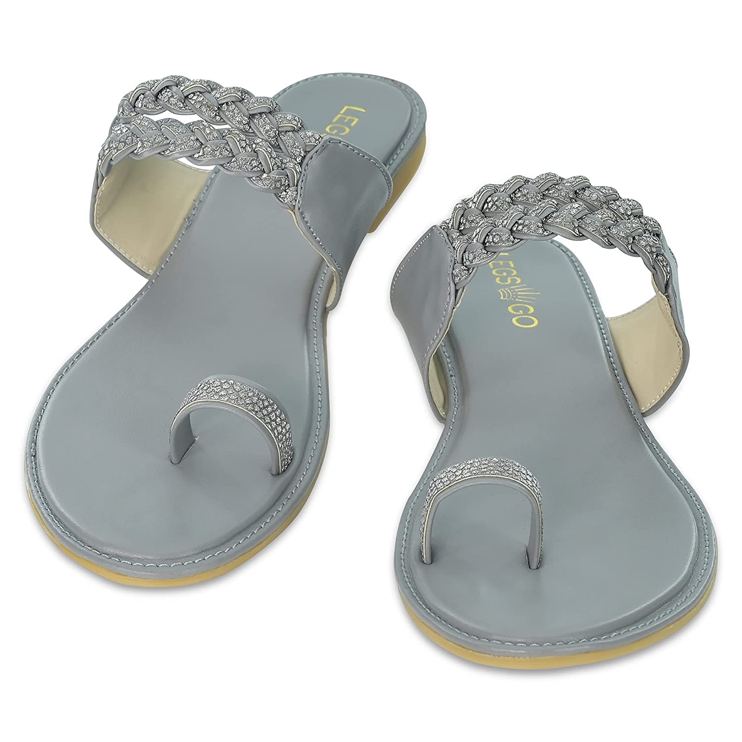 LEGS GO Grey Flower Straps Sandals for women and girls, Casual and Ethnic Wear (Size - 11) (B0BWJQPLBV) Amazon Price History, Amazon Price Tracker