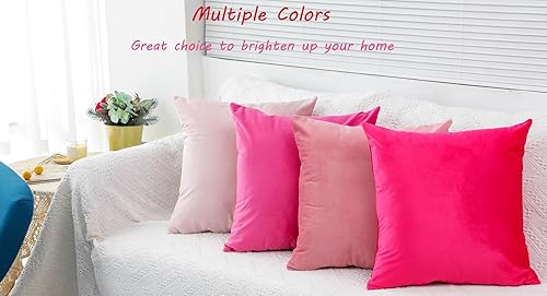 Miniatura 3 de Mercijzyasang 4 fundas de almohada decorativas de 18 x 18 pulgadas para sofá, terciopelo rosa, suave, cuadradas, fundas de almohada para sofá,