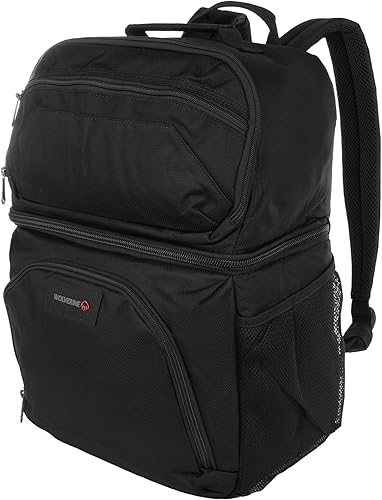 Wolverine Mochila enfriadora de 36 latas con nailon duradero con cabeza de clavo, enfriador de doble compartimento y almacenamiento en seco, panel