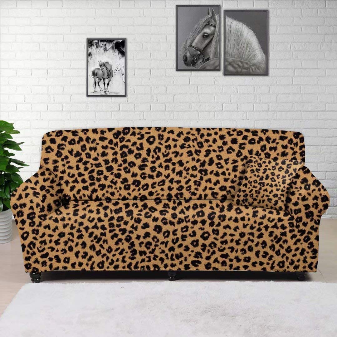 Housse D'Appui-Tête De Canapé Léopard - Tissu Polyester - 66.5x42 Cm - Antidérapante Et Lavable