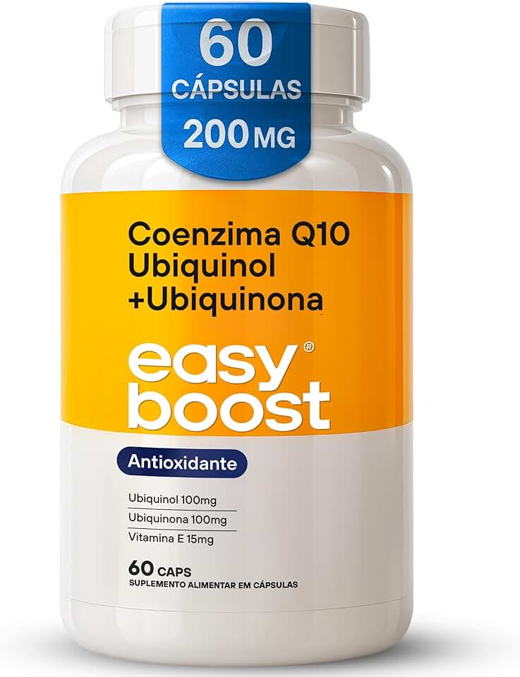 Coenzima Q10 Ubiquinol + Ubiquinona Easy Boost + Vitamina E com TCM 200mg 60 Capsulas