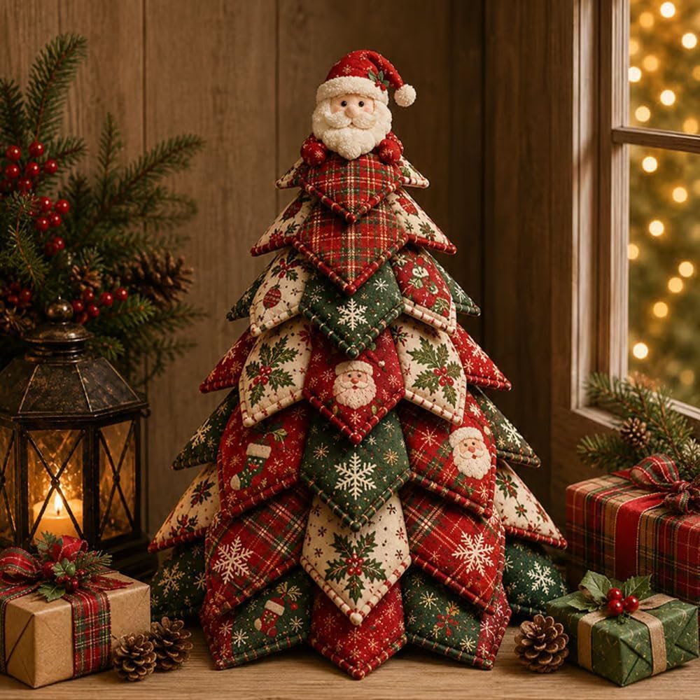 DIY Gesteppte Weihnachtsbaum-Kit, 3D-Weihnachts-Patchwork-Gewebe-DIY-Kit