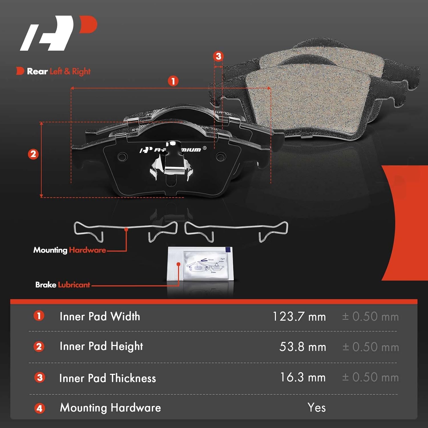 A-Premium Front and Rear Ceramic Brake Pads Set Compatible with Volvo Models - S60 2001-2009, S80 1999-2006, V70 2001-2007, XC70 2003-2007, with Hardware, 8-Pack