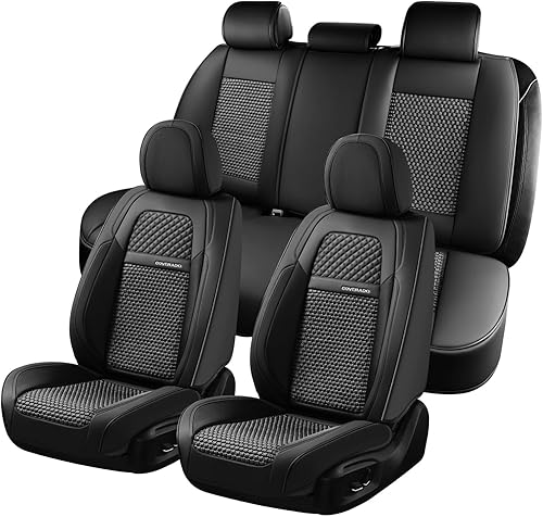Coverado - Fundas para asiento de automóvil, 5 unidades, juego completo, transpirables, para asientos delanteros y traseros, protectores, ajuste