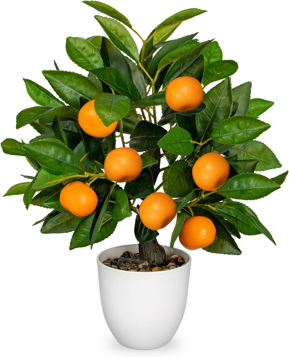 40CM Artificial Orange Plant in Pot, Fake Potted Plant Decorative Faux Plants, Small Faux Orange Tree for Bedroom, Living Room, Bathroom, Desk, Table, Kitchen, Home Decor