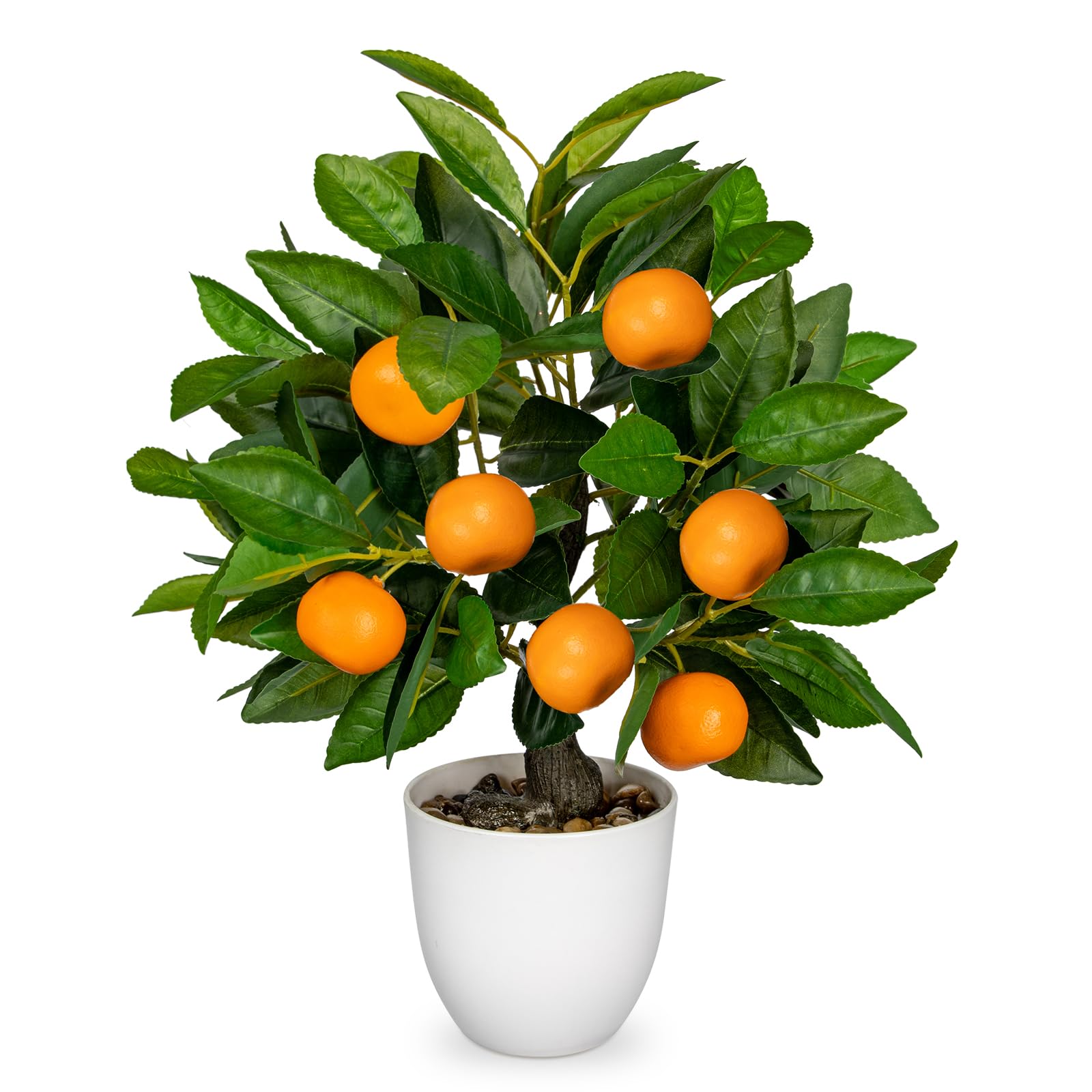 Hollyone 40CM Artificial Orange Plant in Pot, Fake Potted Plant Decorative Faux Plants, Small Faux Orange Tree for Bedroom, Living Room, Bathroom, Desk, Table, Kitchen, Home Decor