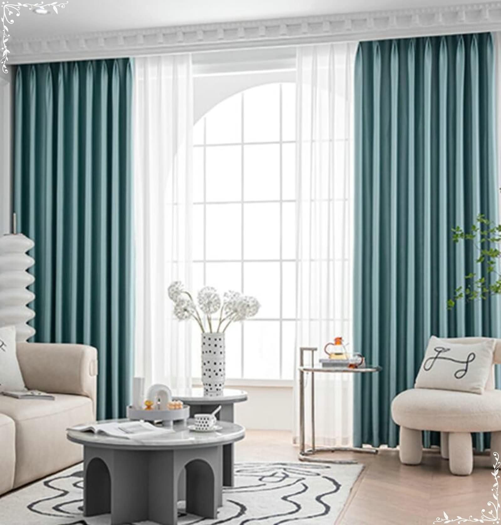 Rideaux salon occultants vert pour créer une ambiance cocooning et tamisée dans votre intérieur