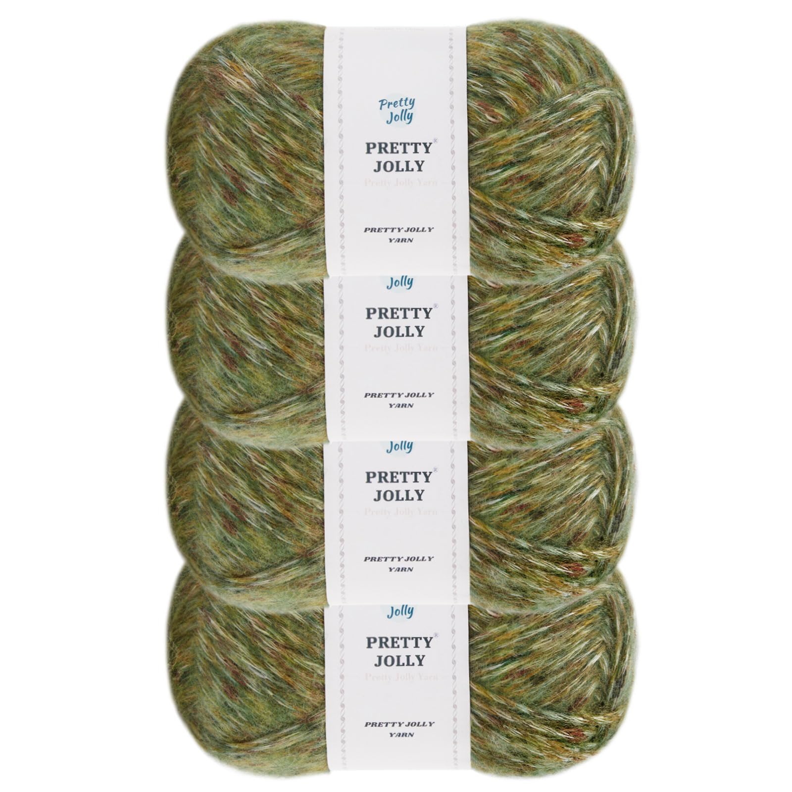 Fil tweed vert herbe Pretty Jolly : laine tricot et crochet 4 pièces