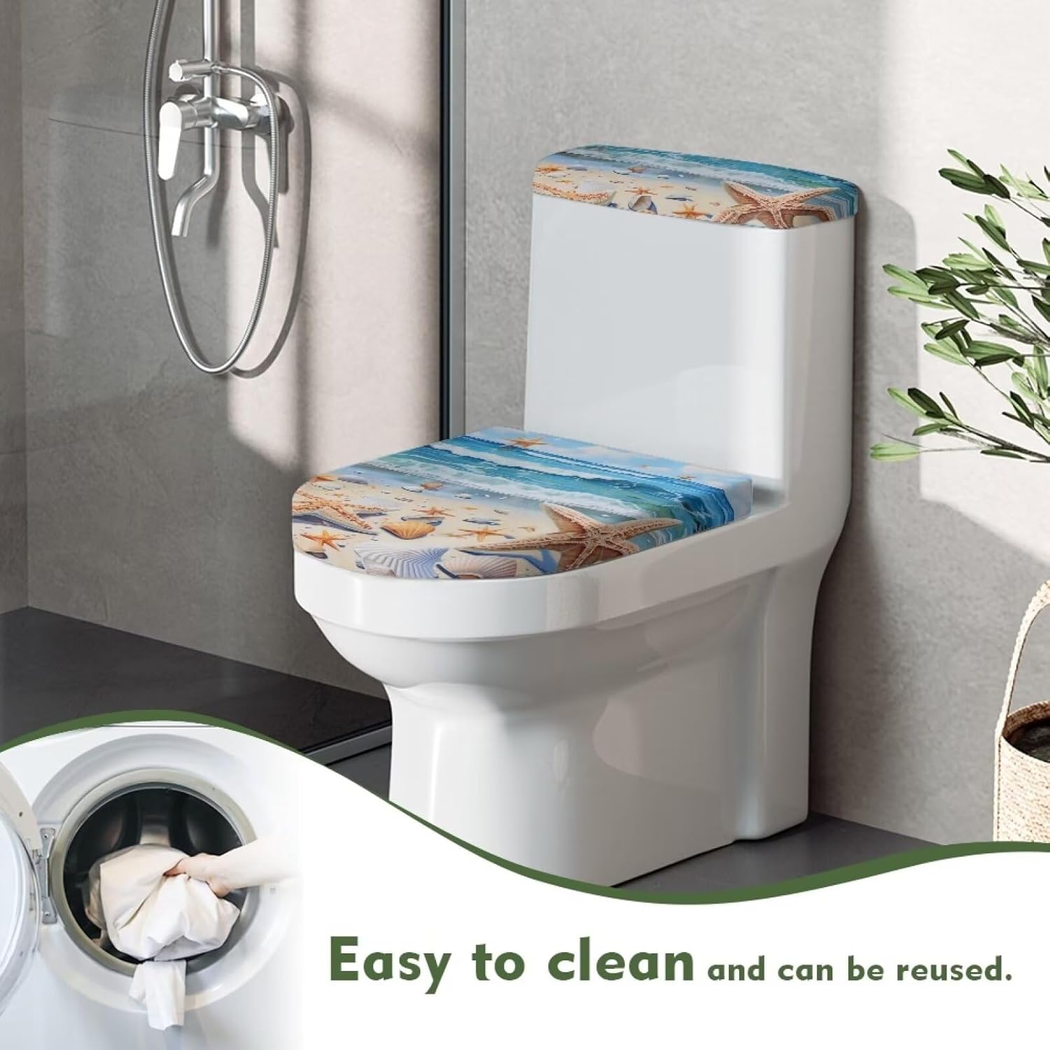 Starfish Toilet Lid Covers for Bathroom Beach Toilet Seat Covers for Bathroom Sets to Install Round Toilet Seat Cover Stylish Toilet Protective Cover Gift