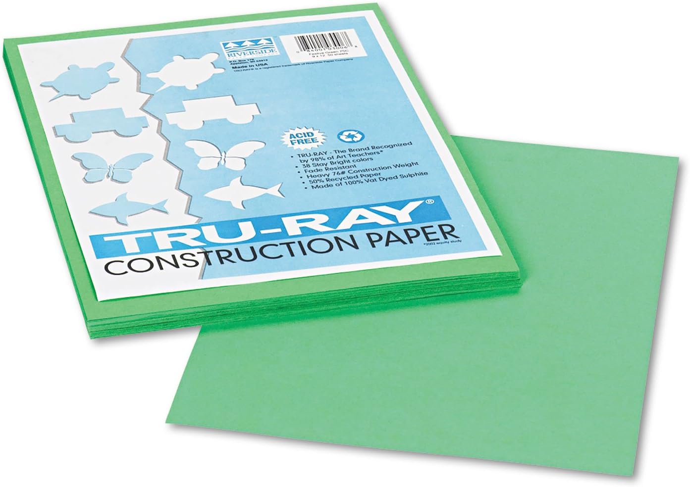 Tru - Ray Constructionペーパー、76ポンド。、9 x 12、Festiveグリーン、50シート/パック、として