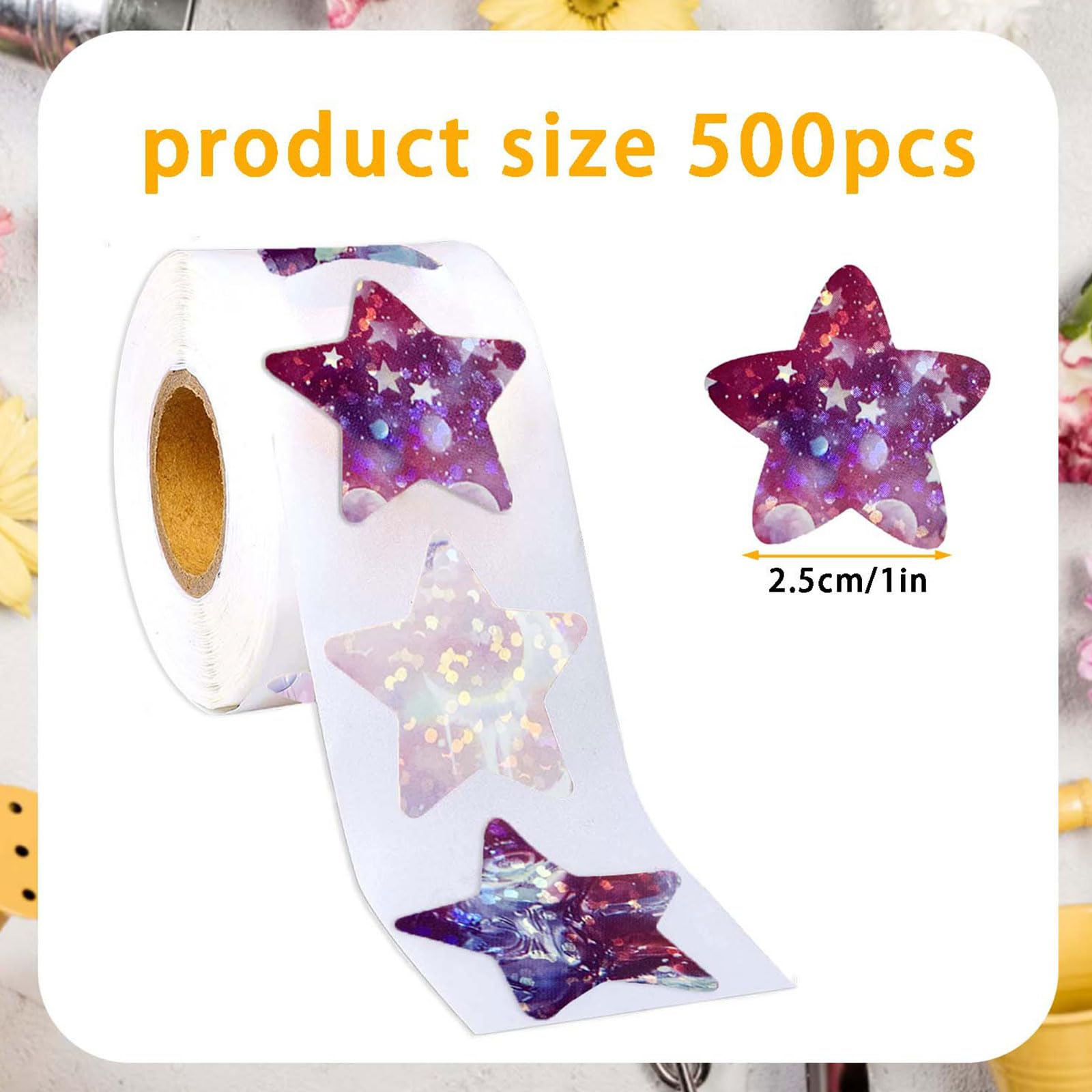 500 Adesivi A Stella Glitterati Per Ricompensa Studenti, 8 Colori, 2,5 Cm, Per Tabella Del Comportamento E Lavoretti - 2