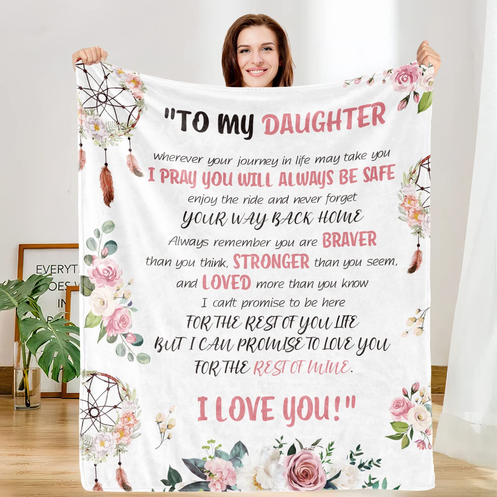 Tochter-Geschenkdecke – 152,4 X 127 Cm, Aus Weicher Mikrofaser, Personalisierbar Mit Lieben Botschaften