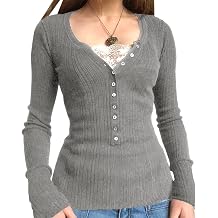 Fairy Grunge Shirt for Women Y2K Lace Patchwork Long Sleeve Henley Top Coquette Aesthetic Cute Shirts for Teen Girls