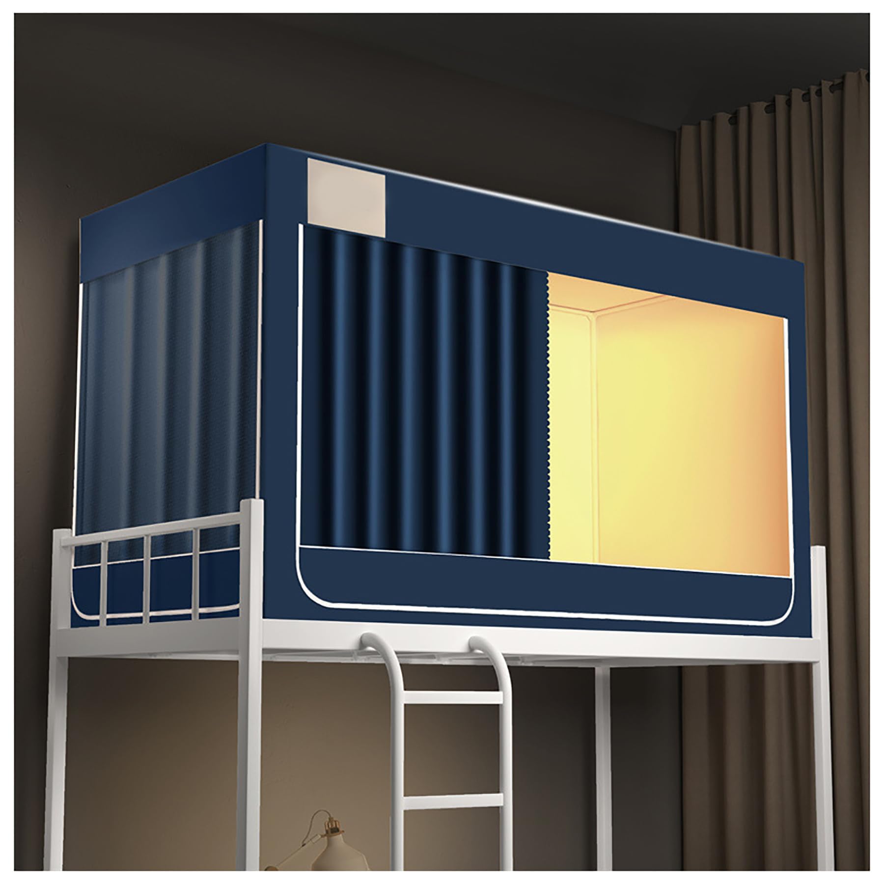 Usknxiu Bed Curtain Canopy for Twin Bed - 4 Corner Post Frame and Poles, Blackout Curtains, Dorm Bed Privacy Tent - Cyan