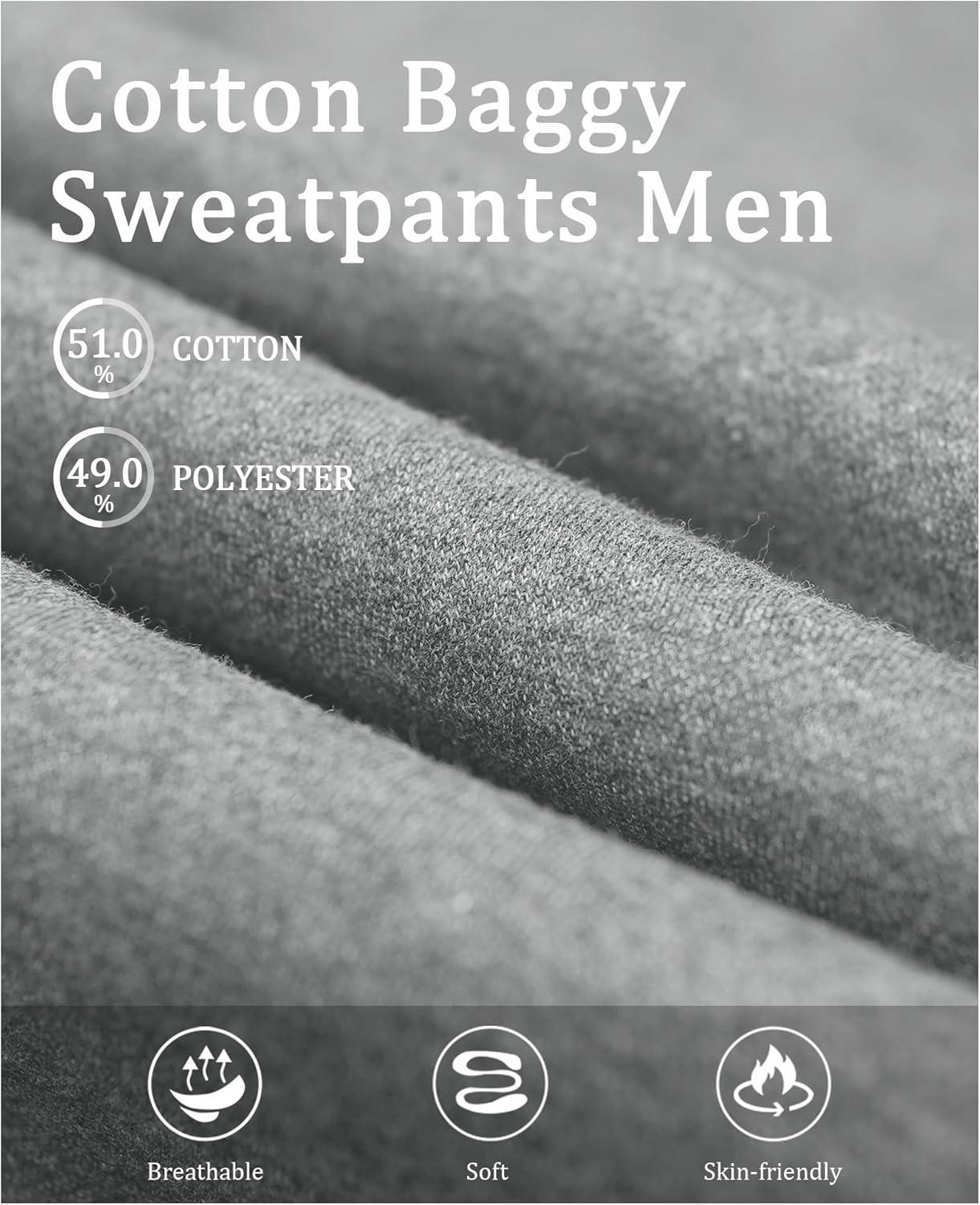 Susclude Mens Fleece Lined Baggy Sweatpants Wide Leg Mediumweight Comfy Lounge Slacks Loose Fit Track Pants Spring - Image 6