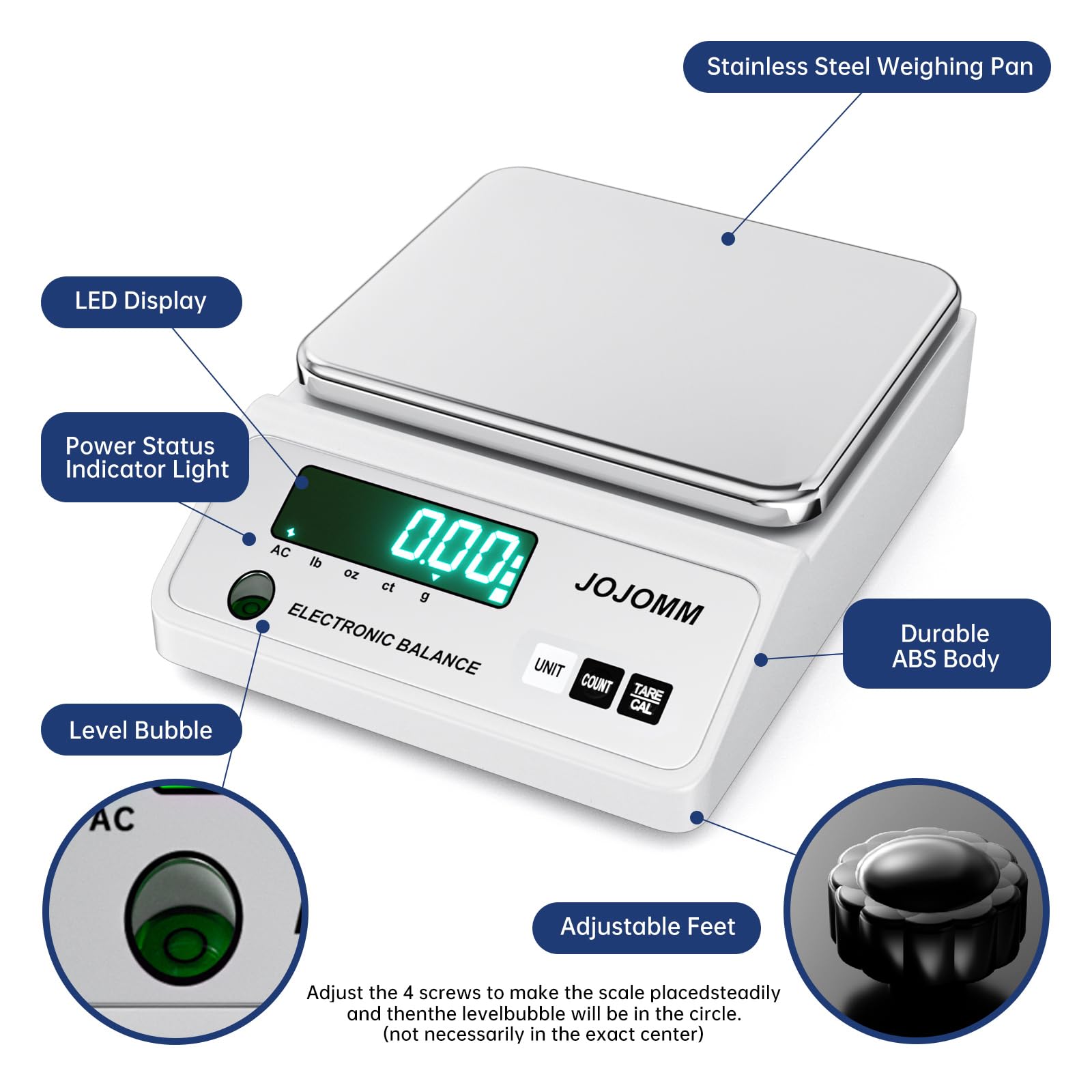 Bilancia da laboratorio 5000 g x 0,01 g, bilancia elettronica ad alta precisione, bilancia analitica accurata 0,01 g, bilancia digitale industriale scientifica per grammi, per cucina, gioielli