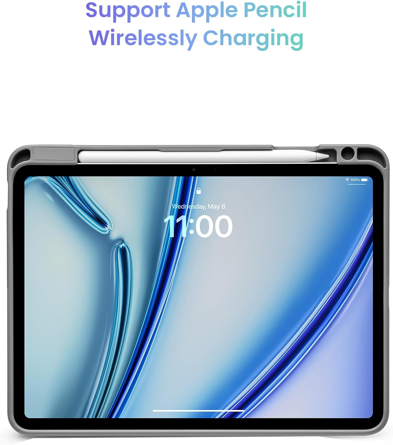 tomtoc Vertical Case for 2025 11 Inch iPad Air M3/M2 2024, Protective iPad Case with iPad Pencil Holder, Magnetic Kickstand for 3 Use Modes