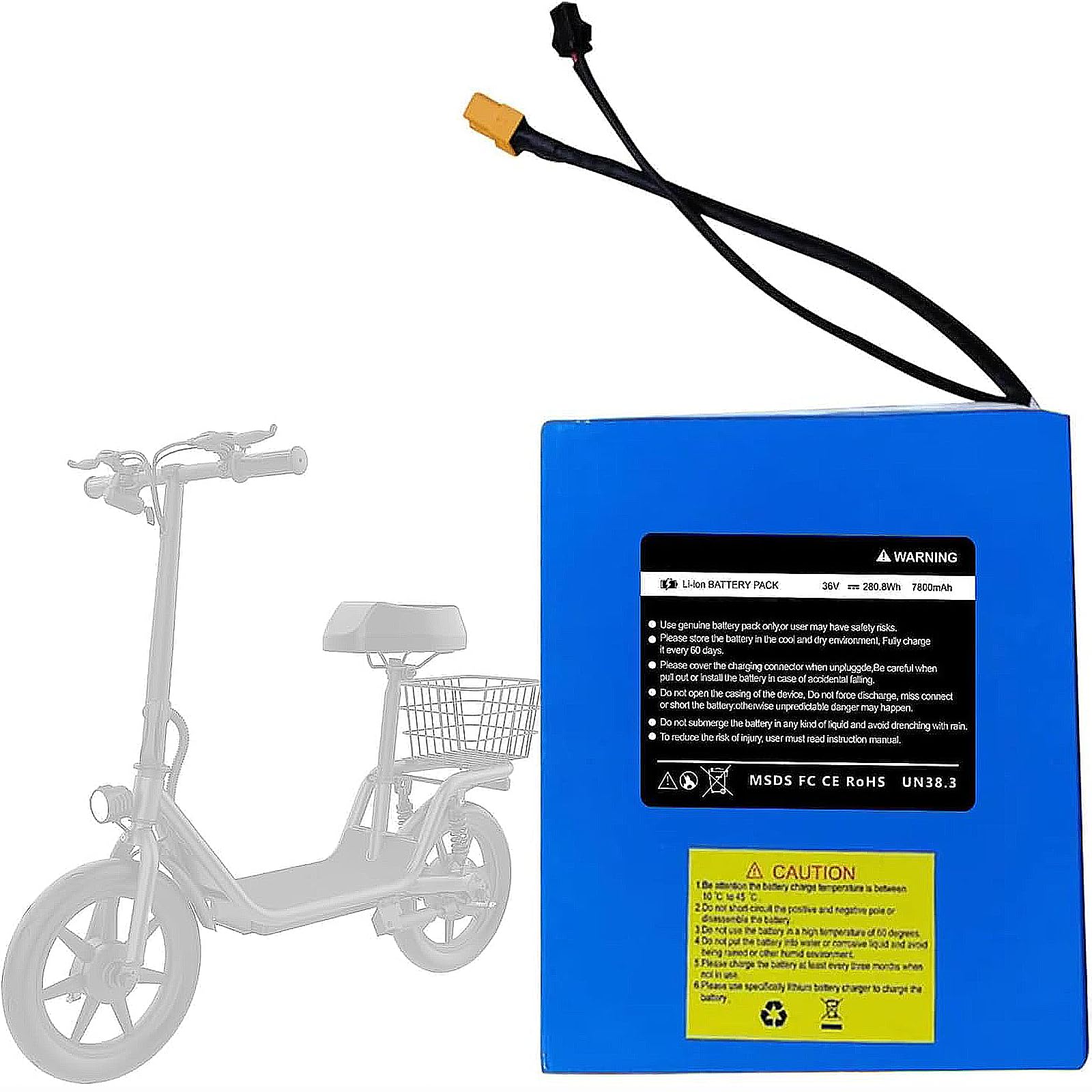 CWUU 36V 7.8AH General Electric Scooter Battery Replacement for Gotrax Flex 280.8Wh Compatible with Gyroor Electric Scooter Rechargeable Scooters High