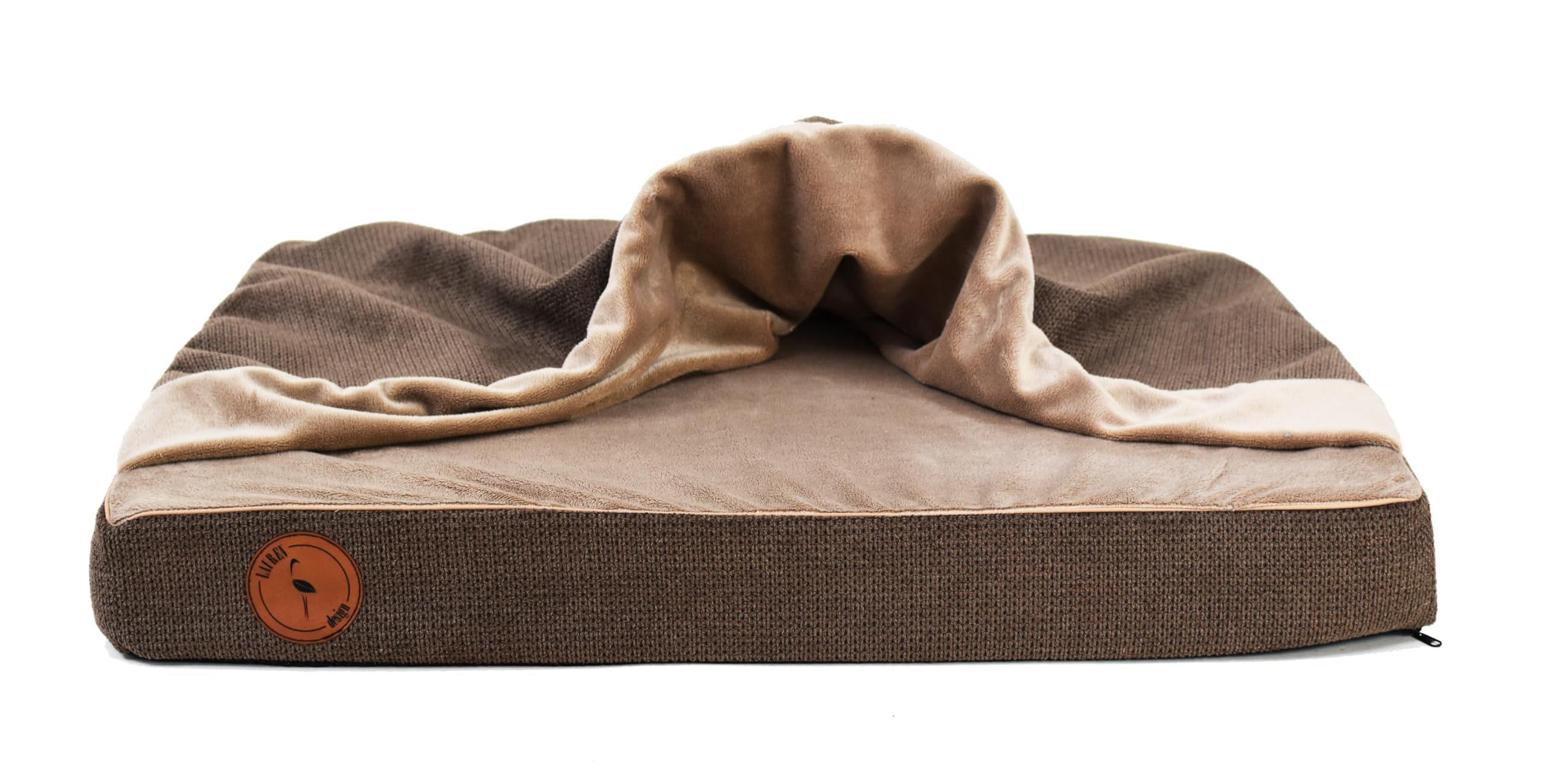 Hundebett Mittelgroße Hunde, Bettmatte Orthopädische Matratze für Hunde, Hundebett Flauschig Haustierbett mit Kapuze, Rutschfestes Waschbar, Reißverschluss Matten (Braun, 100 x 80 x 10 cm)