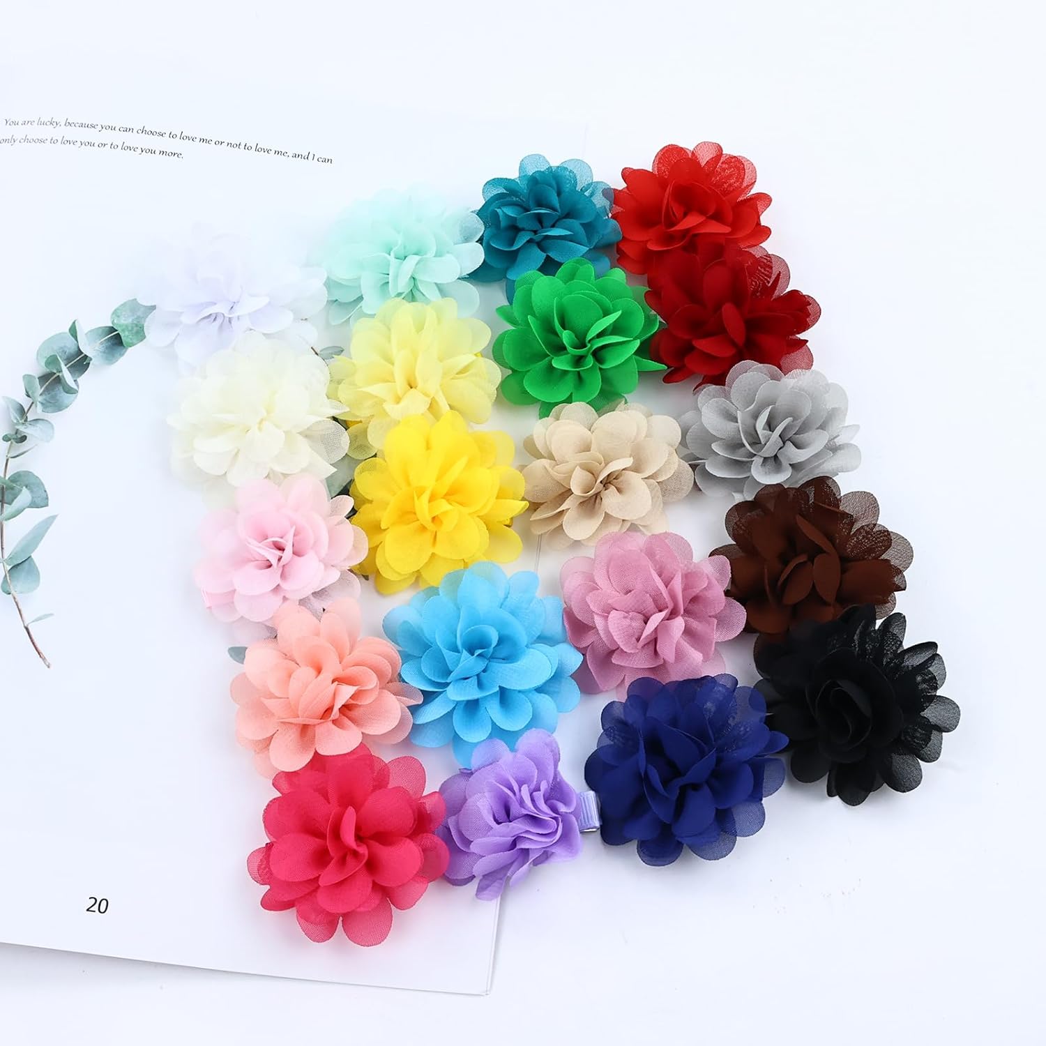 Cinaci 40 Pieces 5cm/2" Solid Chiffon Flower Hair Clips Barrettes Non Slip Floral Hair Pins Accessories for Baby Girls Toddlers Kids Teens - Image 8