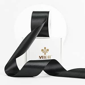 Amazon.com: MEEDEE Black Satin Ribbon 2 Inch Black Ribbon Lux Satin ...