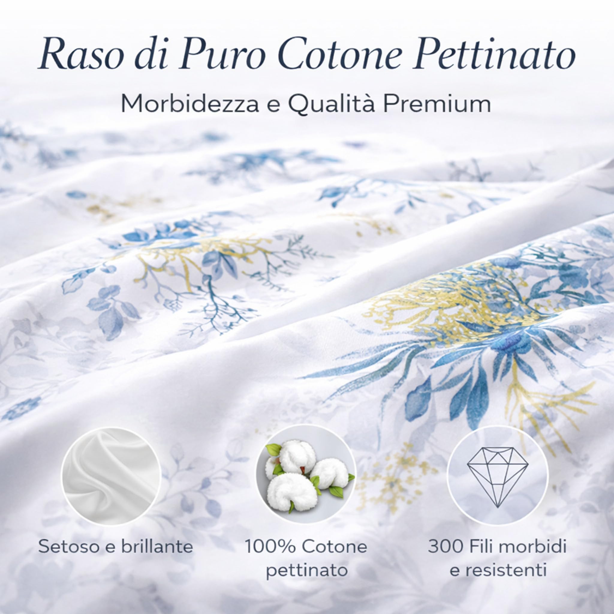 Completo Lenzuola Matrimoniale in Raso di Cotone 300 Fili Galizzi Carrie – Set Letto 250x295 cm con Angoli 180x200 h30 + 2 Federe con Piping – Floreali Made in Italy (Pietra)