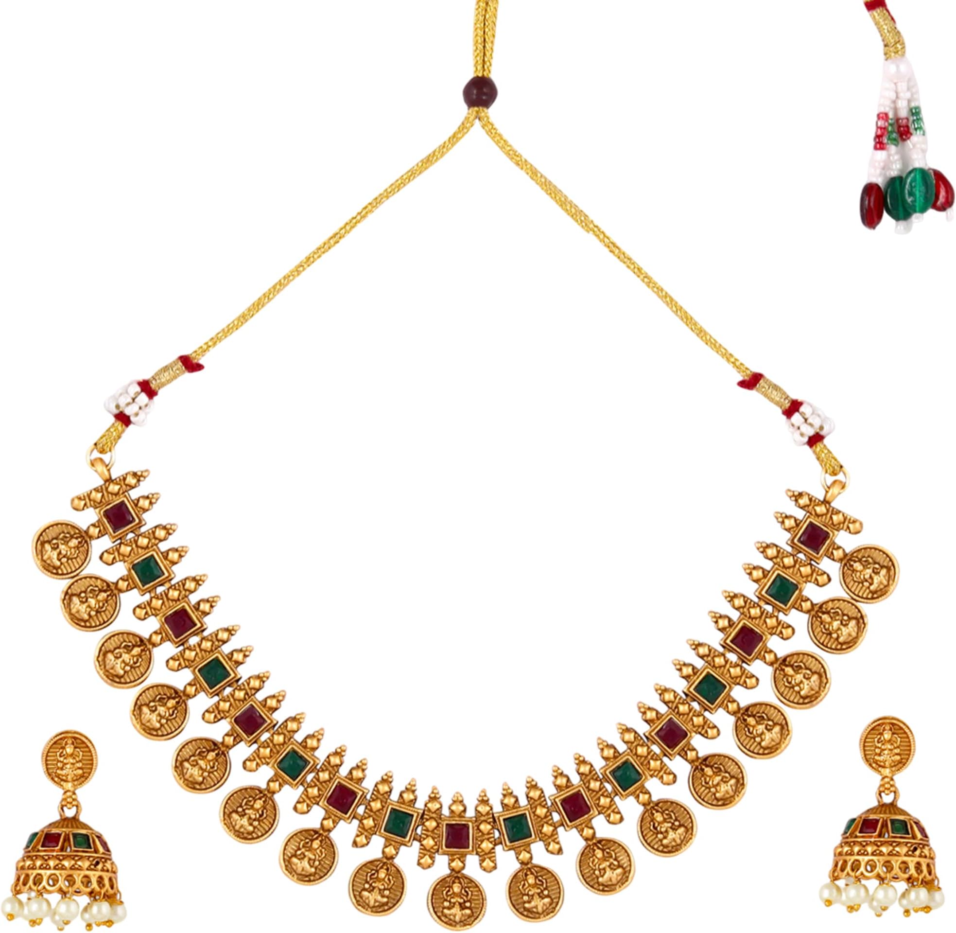 Necklace Set For Women | Pearls jewellery set for Women | Gold plated Jewellery Set | Temple jewellery set for Womens Traditional