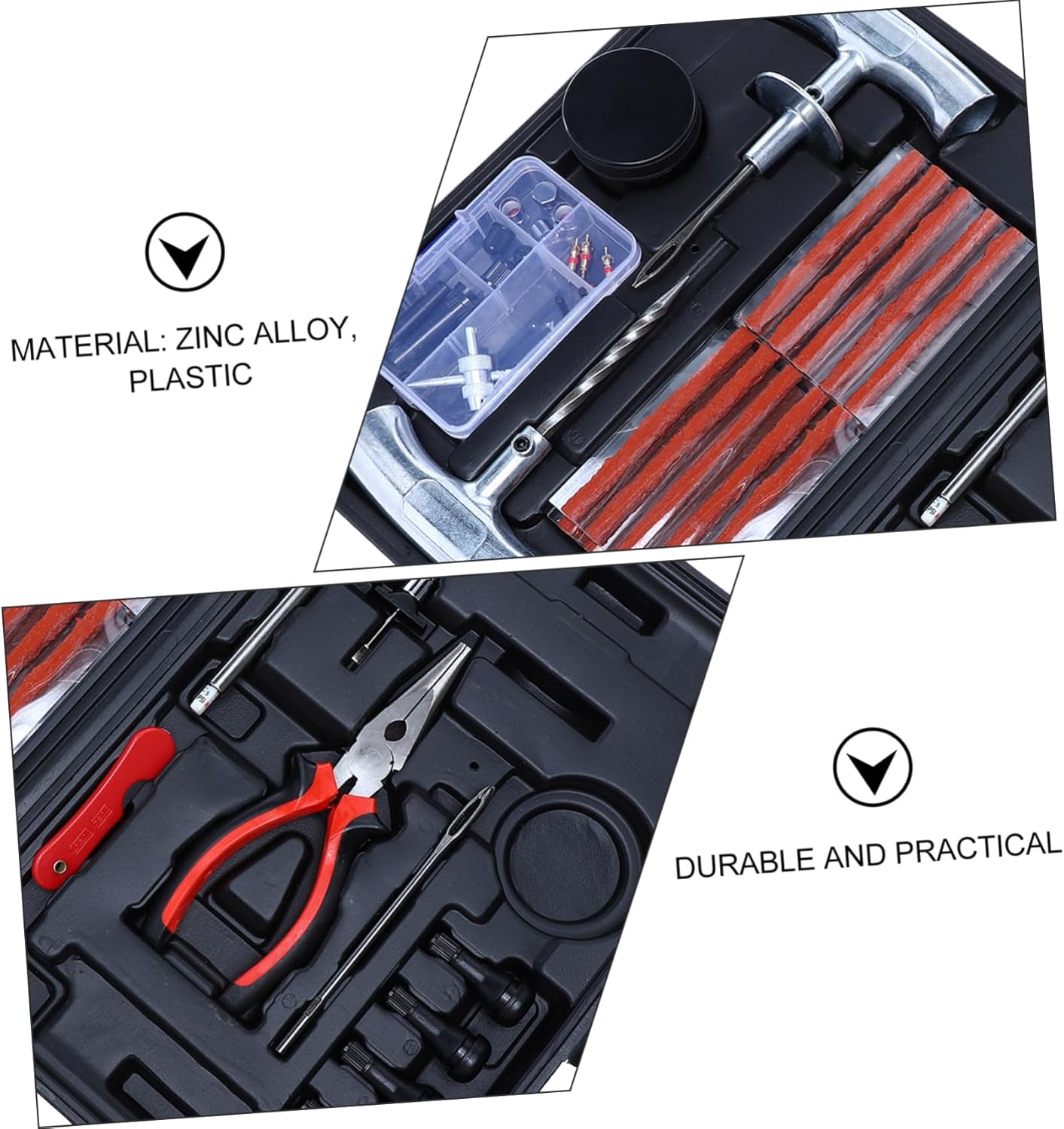 67pcs Heavy Duty Tire Repair Kit Essential Tools for Vehicle and Motorcycle Puncture Fixing and Easy to Store Suitable for Suvs Trucks Rvs and Atvs