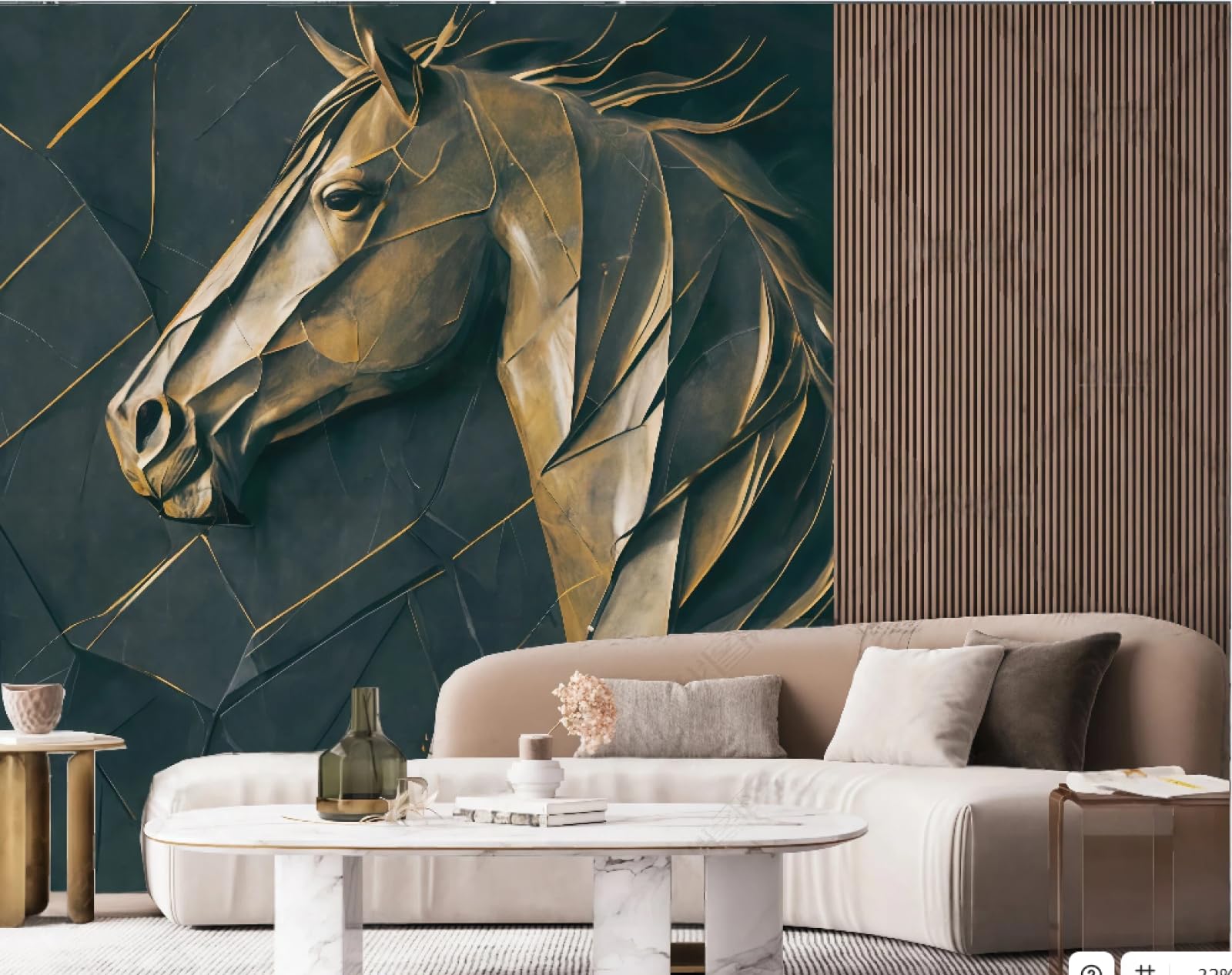 Tapeta Nowoczesna Sztuka Abstrakcyjna Trójwymiarowy Miedziany Koń Tłoczenie Kamienny Wzór TV Sofa Tło Ściana Tapeta Salon Restauracja Kawiarnia Mural, 3D, 430 x 300 cm