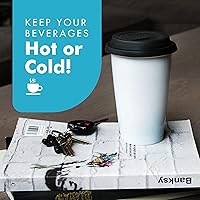 Vista 5 de Simply Green Solutions - Reusable Coffee Cups with Lids, Thermal Cups for Hot and Cold Drinks, Double Wall Tumbler, To Go Coffee Cups, 16 oz Coffee