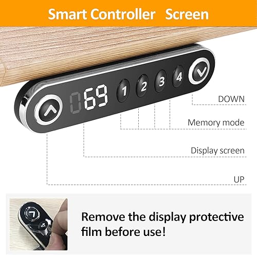 Miniatura 7 de farexon Escritorio eléctrico de pie de altura ajustable, estación de trabajo de escritorio de pie de 55 x 24 pulgadas, escritorio curvado